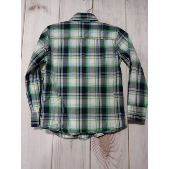 Gap Shirt‎ Boys Medium Green White Long Sleeve Button Front - Picture 2 of 7